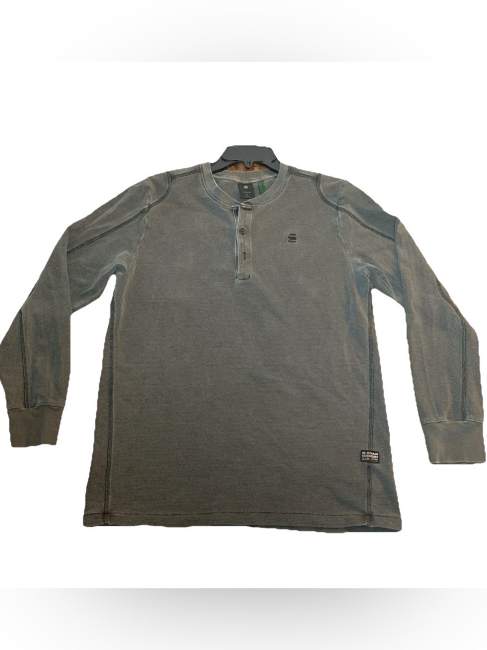 G-Star Raw Originals Henley Shirt Grey Washed Denim Men’s Size Medium
